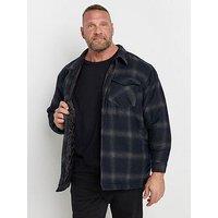 Badrhino Checked Lined Shacket - Blue