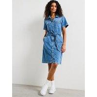 Tommy Hilfiger Denim Belted Mini Dress - Blue
