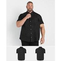 Badrhino Big & Tall 2 Pack Short Sleeve Poplin Shirt - Black