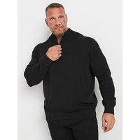 Badrhino Big & Tall Quarter Zip Knitted Jumper - Black