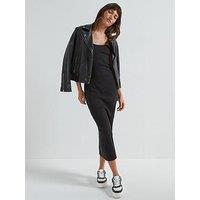 Calvin Klein Jeans Label Logo Ribbed Bandeau Dress - Black
