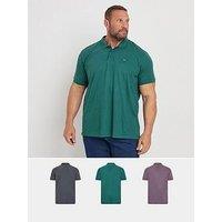 Badrhino Big & Tall 3 Pack Plain Polo Shirt - Multi