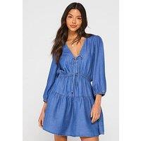 Tommy Jeans Chambray Mini Dress - Blue