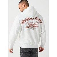 Jack & Jones Roxbury Back Logo Overhead Hoodie - Grey