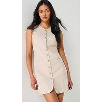 Tommy Hilfiger Linen Sleeveless Mini Dress - Beige