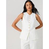 Tommy Hilfiger Linen Sleeveless Waistcoat - White