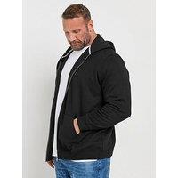 Badrhino Big & Tall Diamond Quilted Zip Thru Sweatshirt - Black