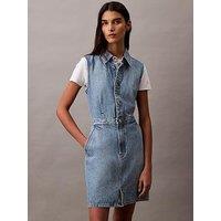 Calvin Klein Jeans Sleeveless Denim Mini Dress - Blue