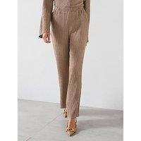 V By Very Crinkle Wide Leg Trouser Co-Ord - Beige