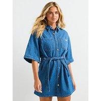 Calvin Klein Jeans Denim Mini Shirt Dress - Blue