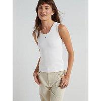Tommy Jeans Ribbed Logo Tank Top - White