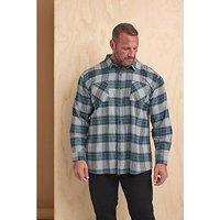 Badrhino Big & Tall Brushed Checked Long Sleeve Shirt - Grey
