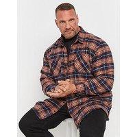 Badrhino Brushed Checked Long Sleeve Shirt - Orange