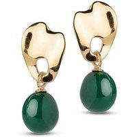 Enamel Copenhagen Aida Gold Earrings, 18Ct Gold-Plated, 925 Sterling Silver And Green Enamel Drop