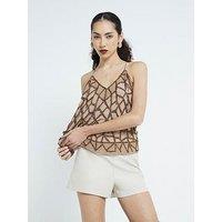 River Island Beaded Overlay Cami - Gold