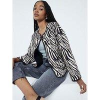 River Island Printed Zebra Quilted Jacket - Black