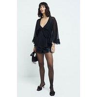 River Island Ruffle Cape Top - Black