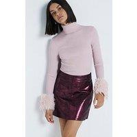 River Island Metallic Mini Skirt - Dark Red