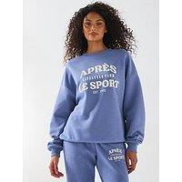 V By Very Apres Oversized Sweatshirt Co-Ord - Blue