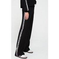 V By Very Side Stripe Wide Leg Trouser - Black