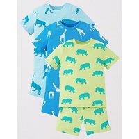 Mini V By Very Boys 3 Pack Safari Shorts Pyjama Sets - Multi