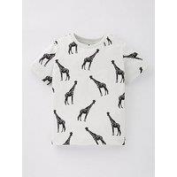 Mini V By Very Boys Giraffe Print Short Sleeve T-Shirt - Black/White