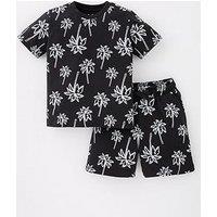 Mini V By Very Boys Mono Palm Tree T-Shirt And Short Set - Multi