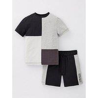 Mini V By Very Boys Mono Cut And Sew T-Shirt And Short Set - Multi