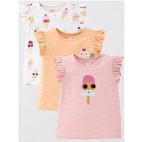 Mini V By Very Girls Matching Set Frill Ice Cream 3 Pack T-Shirts - Multi