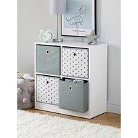 The Very Collection 4 Cube Storage Unit With Boxes - Grey/Stars - Fsc Certified