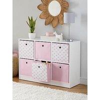 The Very Collection 6 Cube Storage Unit With Boxes - Pink/Hearts - Fsc Certified
