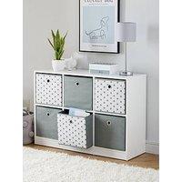 The Very Collection 6 Cube Storage Unit With Boxes - Grey/Stars - Fsc Certified
