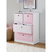 The Very Collection Cube 2 + 2 Storage Unit With Boxes - Pink Hearts - Fsc Certified