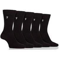 Farah 5 Pack Bamboo Plain Socks - Black