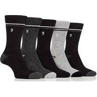 Farah 5 Pack Bamboo Contrast Heel & Toe Socks - Multi