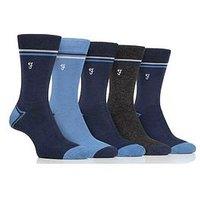 Farah 5 Pack Bamboo Contrast Heel & Toe Socks - Multi