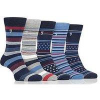 Farah 5 Pack Bamboo Pattern Socks - Multi