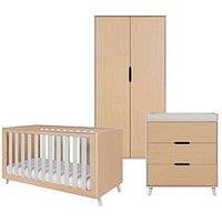 Tutti Bambini Fika 3Pc Room Set - Light Oak/White Sand - Inc Sprung Mattress