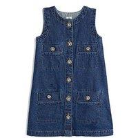 River Island Girls Denim Button Shift Dress - Blue