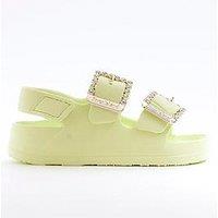 River Island Mini Girls Double Buckle Sandals - Lime Green