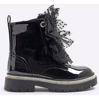 River Island Girls Patent Bow Boots - Black