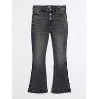 River Island Girls Denim Button Front Flared Jeans - Black