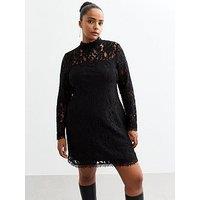 New Look Lace High Neck Mini Dress - Black