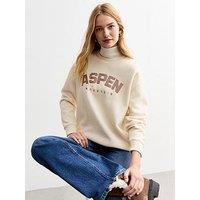 New Look Aspen Embroidered Fleece Sweatshirt - Cream