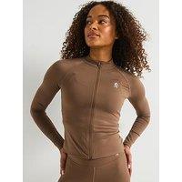 Gym King Women'S 365 Long Sleeve Full Zip Funnel - Brown