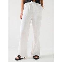Everyday Wide Leg Linen Blend Trousers - White