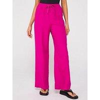 Everyday Wide Leg Linen Blend Trousers - Pink