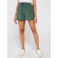 V By Very Crinkle Shorts With Lace Insert - Khaki