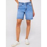 V By Very Denim Longline Shorts - Mid Wash