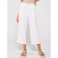 Everyday Cropped Linen Blend Trousers - White
